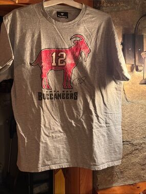 Fanatics Gray Tee with Red Goat Brady'12' Tampa Bay Buccaneers Graphic